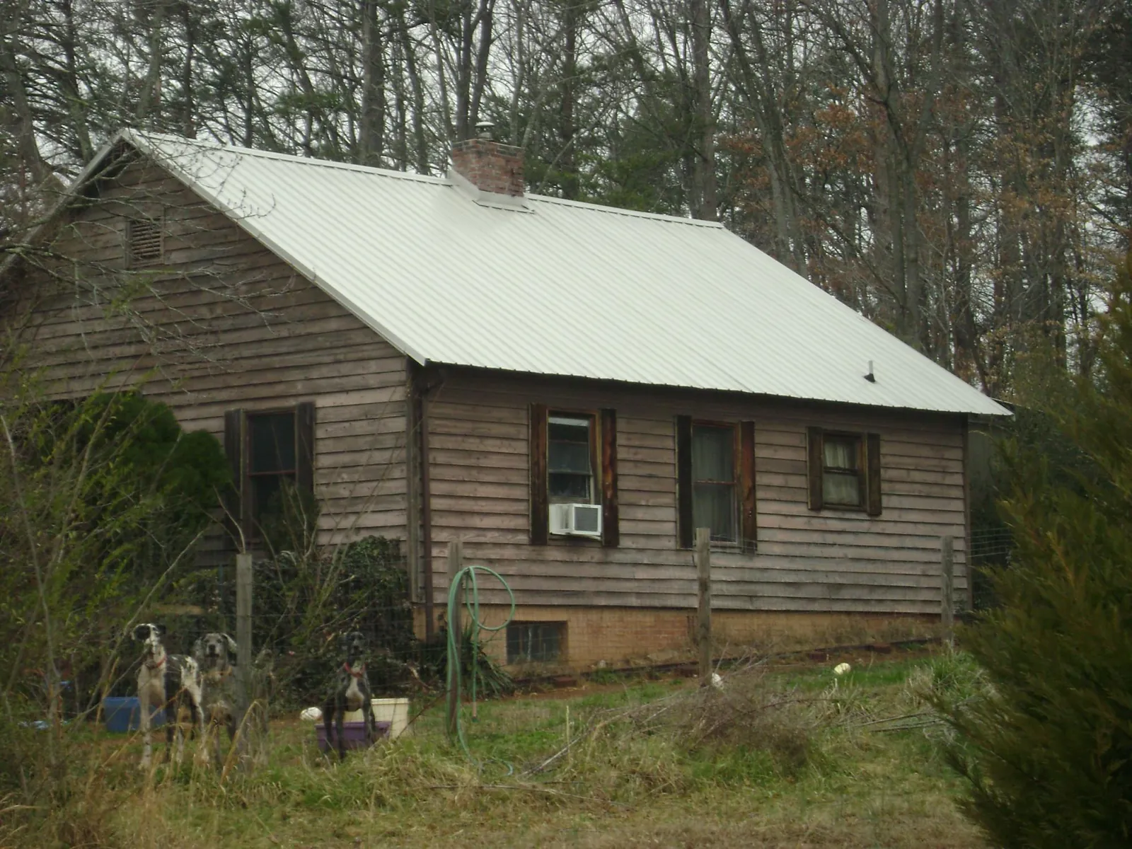 White metal roof on an old wood sided farmhouse, from a Asphalt Shingle Roof Repair job in West Chesterfield